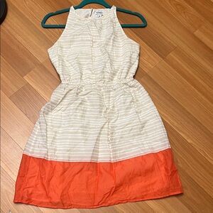 Old Navy White and Orange Striped Dress size xs